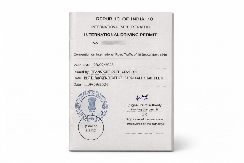 Government-issued International Driving Permit from India